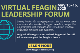 Virtual Feagin Leadership Forum text with globe logo
